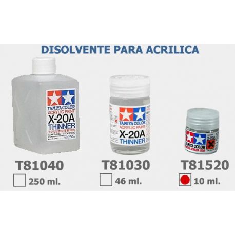 DISOLVENTE PARA PINTURA ACRILICA 10ml.