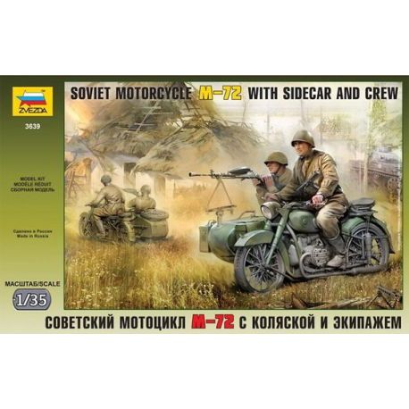 Soviet Motorcycle M-72 With Sidecar and Crew