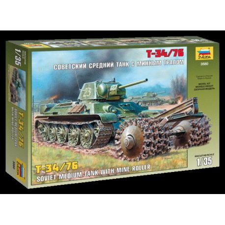 T-34/76 Soviet Medium Tank With Mine Roller