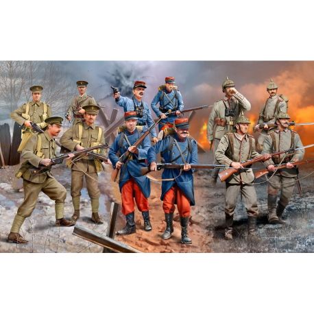 WWI INFANTRY German/British/French- 1914 (12 figuras)